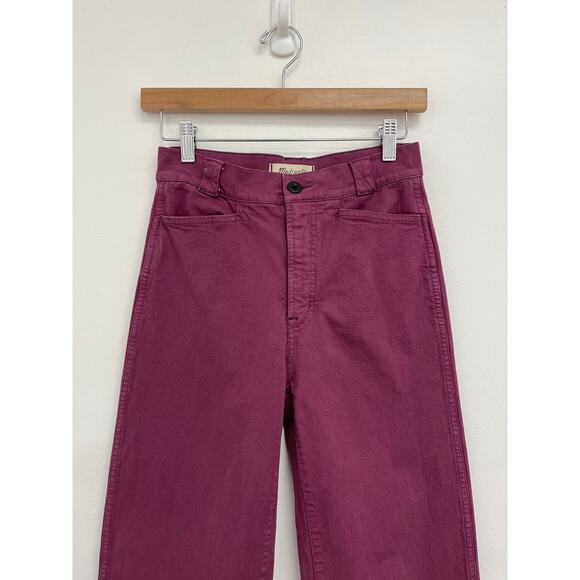 Madewell Emmett Wide-Leg Full Length Canvas Garment-Dyed Pants Iris Bloom - 25 - Picture 4 of 13